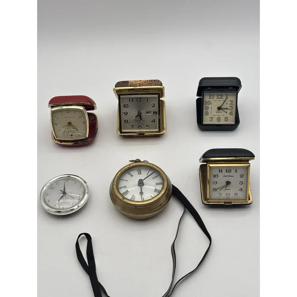 Lot Of 6 Vintage Travelers Alarm Clocks And Other Clocks For Parts And Repair